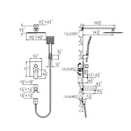 3-mode premium ABS hand shower with spray and mist settings for BBS 19930A-02 shower system