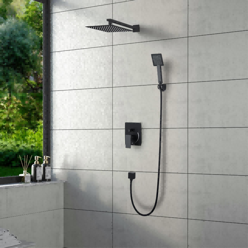 BBS 19940A-04 dual function shower faucet system with 9 inch rain head and handheld sprayer Matte Black - British Building Supplies Ltd