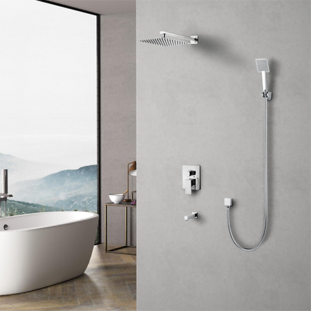 BBS 19940A-04 dual function shower faucet system with 9 inch rain head and handheld sprayer
