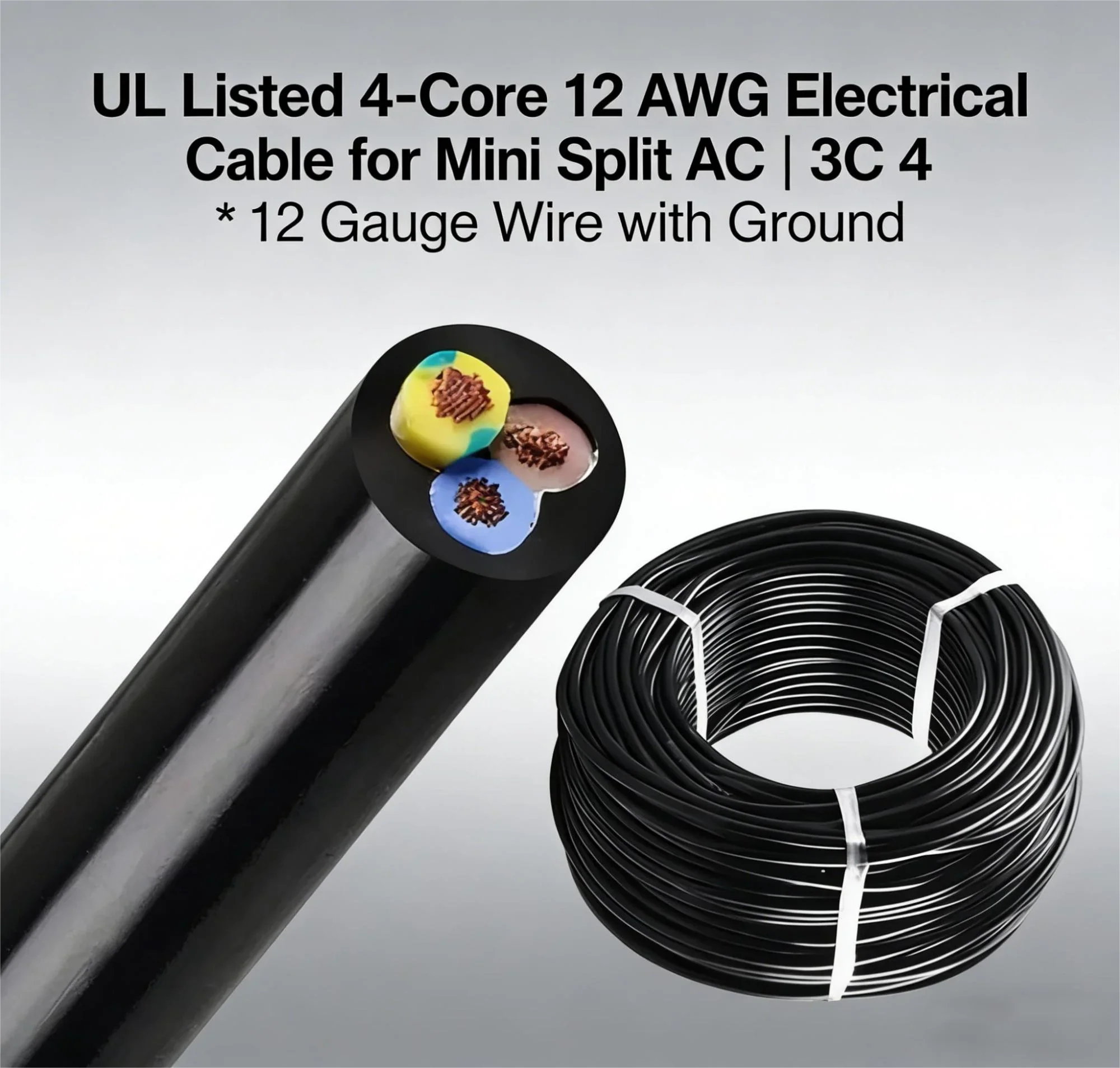 2 AWG 4-Core Electrical Cable for Mini Split AC and Heat Pump Installation