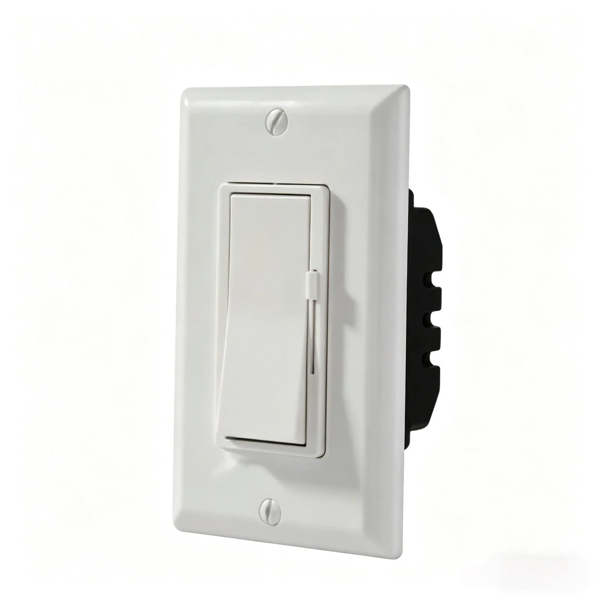 Side view of BBS 3-Way LED Dimmer Switch with Slide Dimming Bar and Decora Rocker Switch