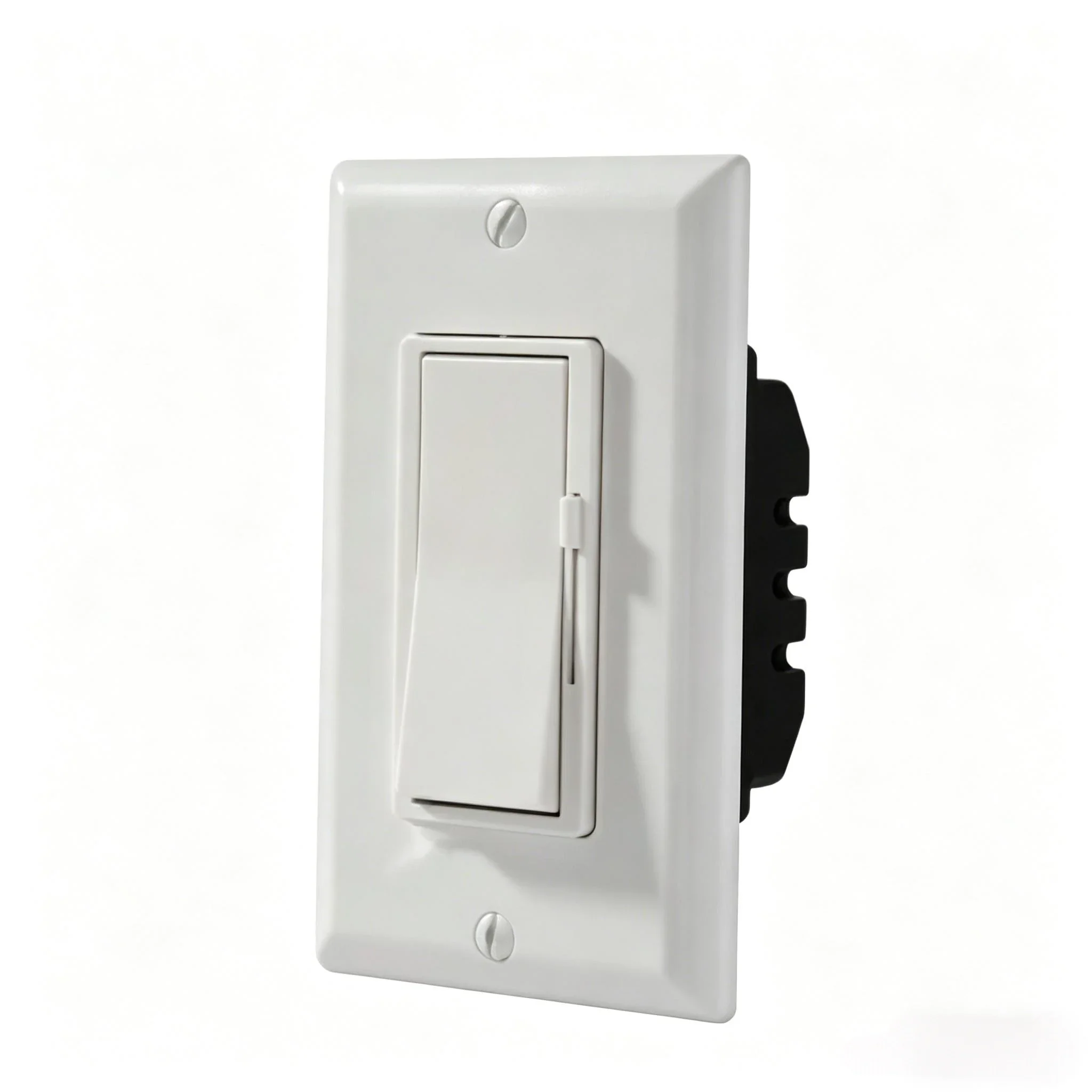 Side view of BBS 3-Way LED Dimmer Switch with Slide Dimming Bar and Decora Rocker Switch