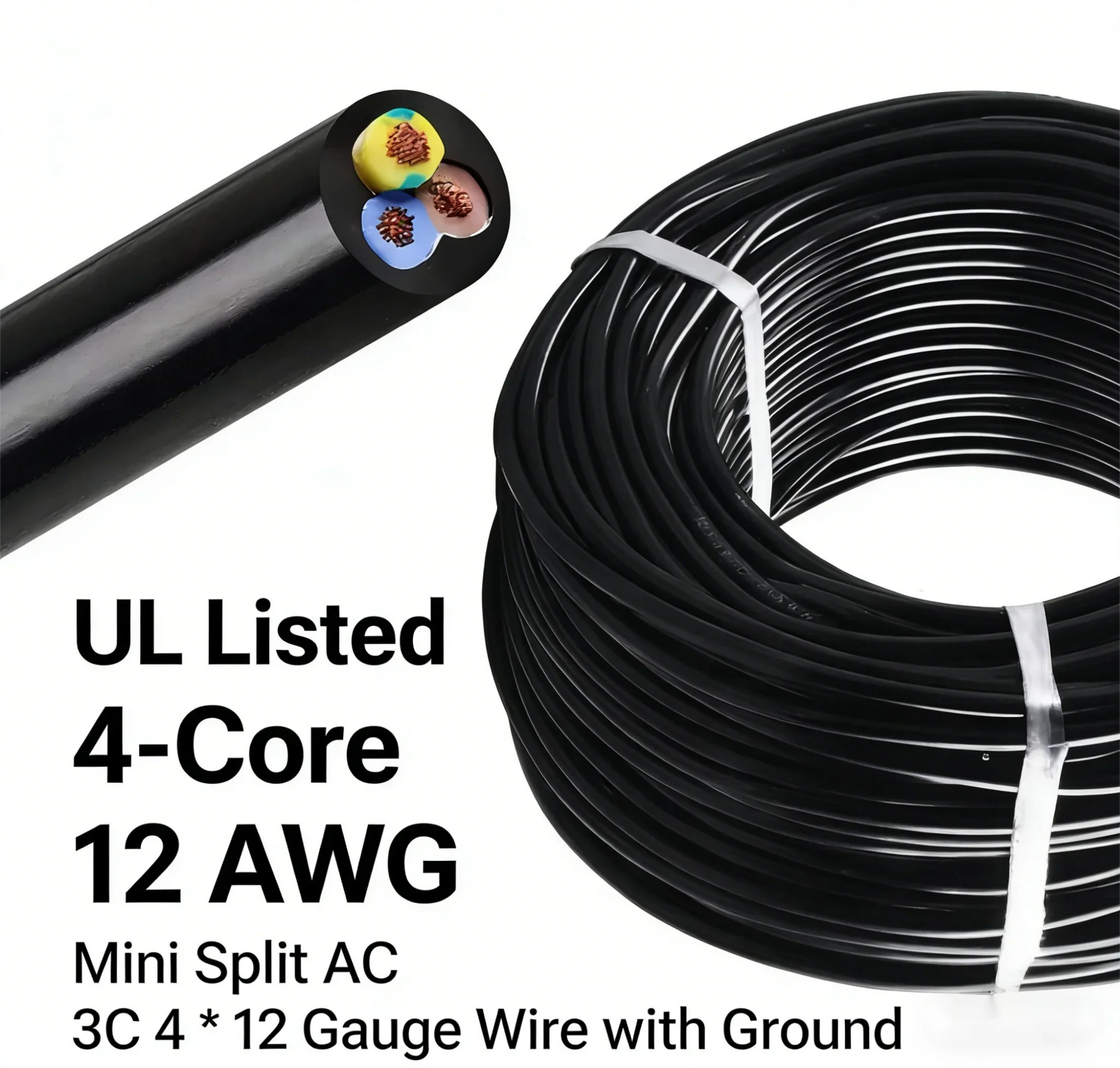2 AWG 4-Core Electrical Cable for Mini Split AC and Heat Pump Installation