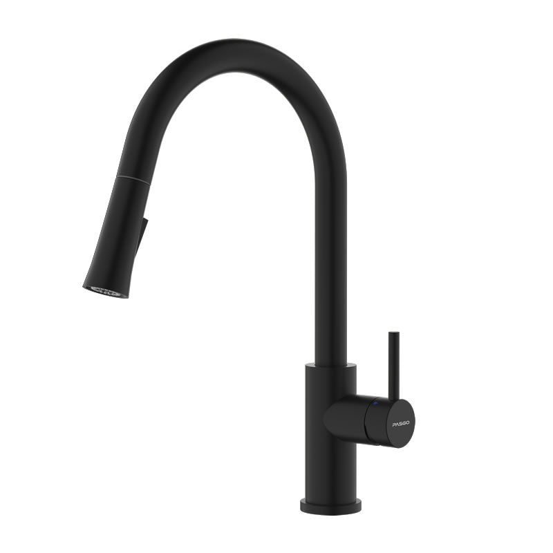 BBS 3308Q 16-inch high arc pull down kitchen faucet in Polished Chrome with 360 degree swivel spout