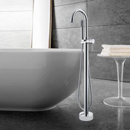 BBS 3374 floor mounted freestanding bathtub faucet with hand shower in Polished Chrome finish