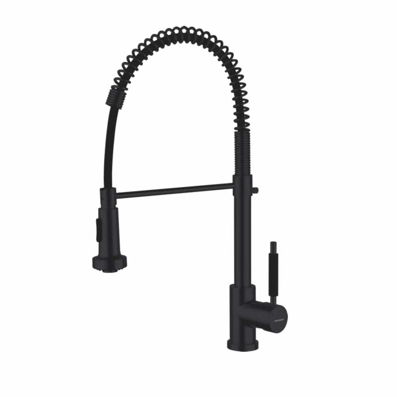 Dual-function matte black sprayer head with 60 inch hose and lead-free solid brass body
