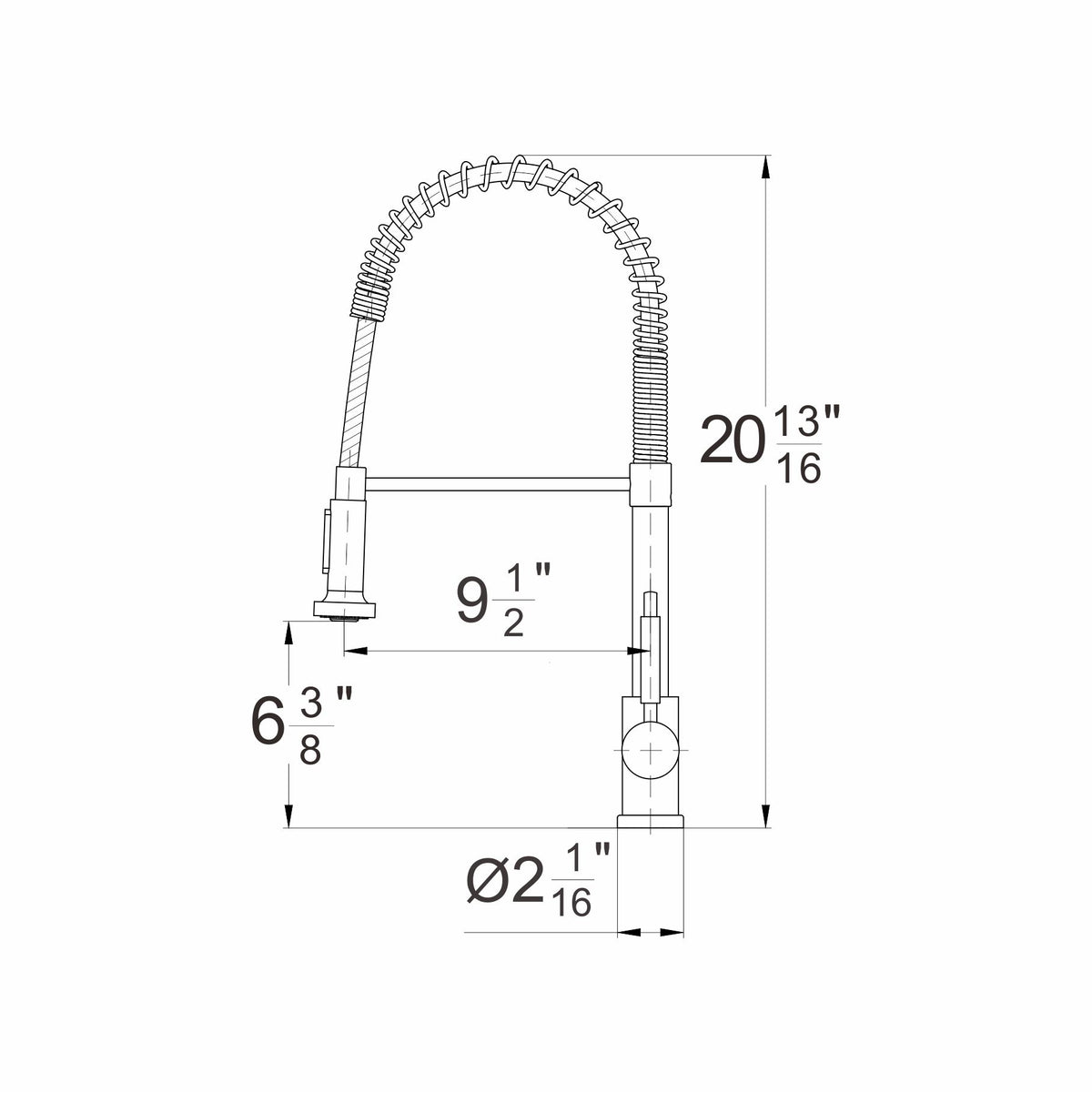 Engineering dimensions for BBS 3398QT faucet showing 20-13/16 inch overall height for vessel compatibility