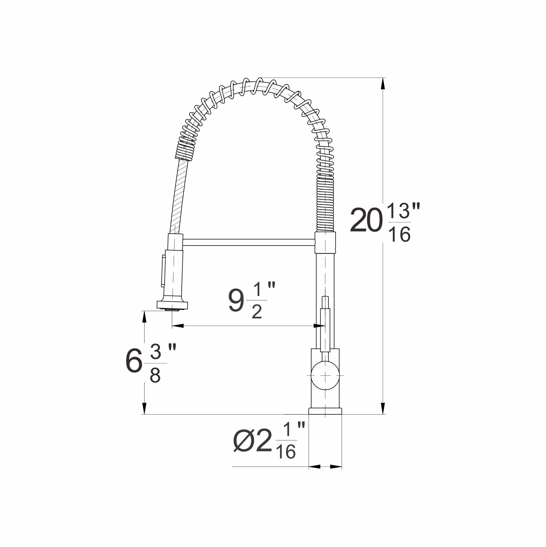 Engineering dimensions for BBS 3398QT faucet showing 20-13/16 inch overall height for vessel compatibility