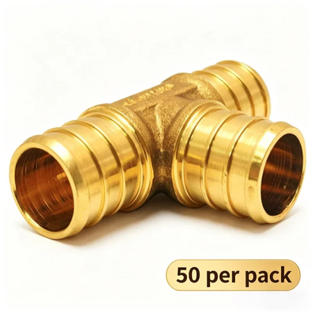 1/2 Inch Lead-Free Brass PEX-B Equal Tee -50 per pack