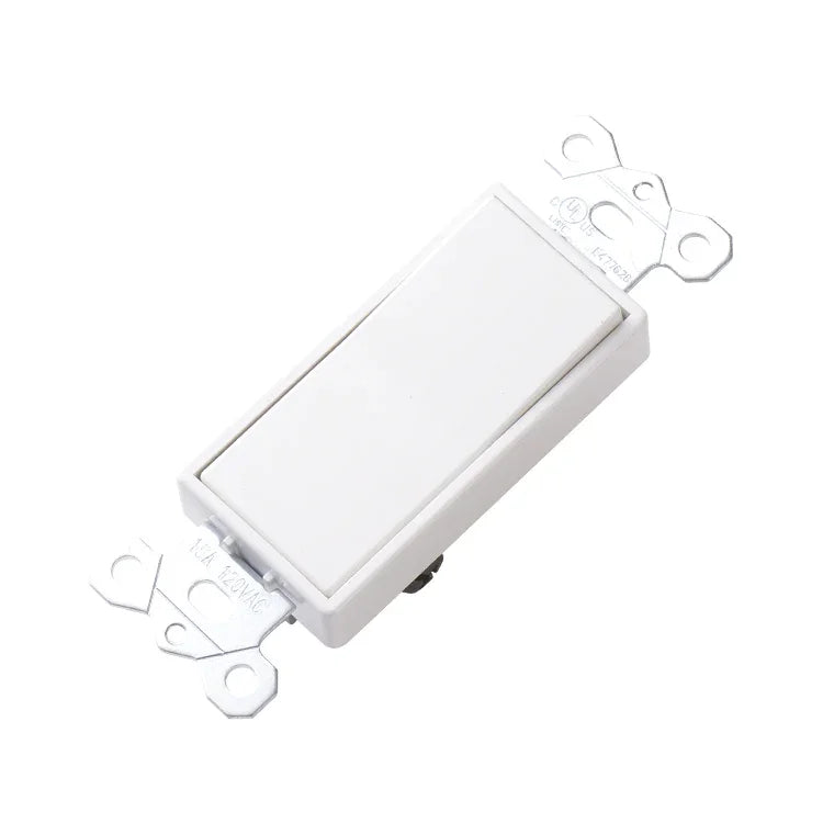 BBS-BAK-002 15A 3-Way Decora Rocker Switch Front Elevation Glossy White