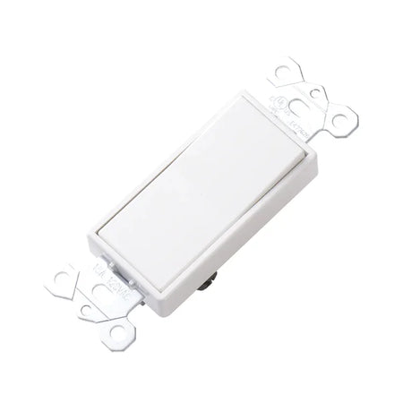 BBS-BAK-002 15A 3-Way Decora Rocker Switch Front Elevation Glossy White