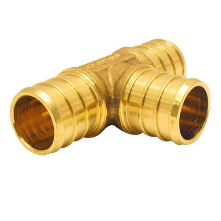 1/2 Inch Lead-Free Brass PEX-B Equal Tee Front Face View - British Building Supplies Ltd