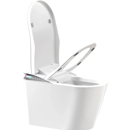 touchless smart toilet with auto lid opening and foot sensor flush