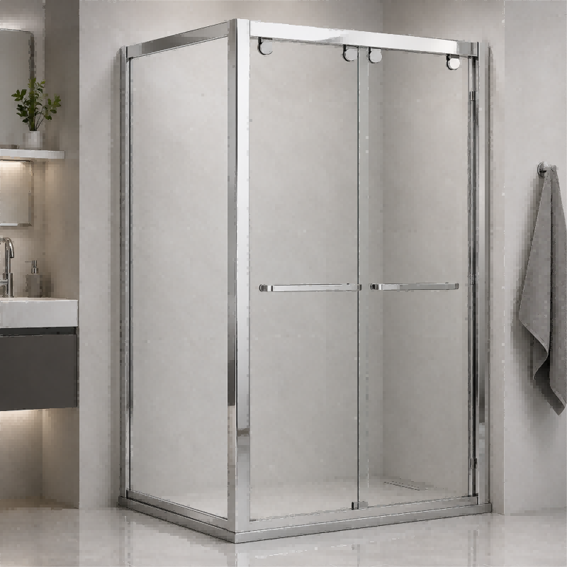 BBS LY2305-60x36x80(MB) bypass corner shower enclosure in matte black finish Polished Chrome - British Building Supplies Ltd