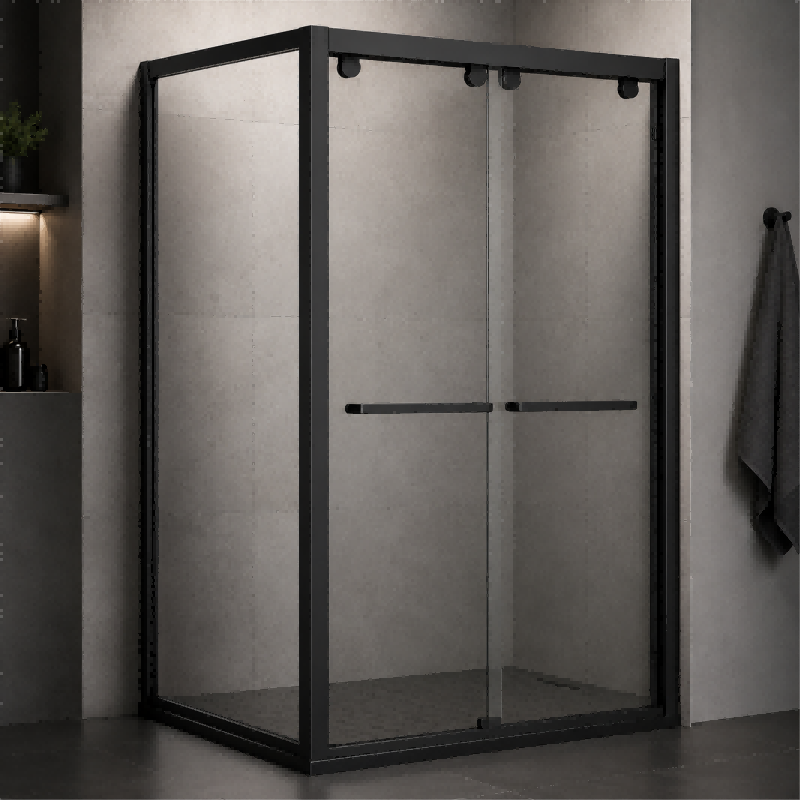 BBS LY2305-60x36x80(MB) bypass corner shower enclosure in matte black finish Matte black