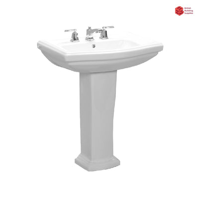 BOLINA Lavatory with Full Pedestal Overflow Drain Lavatory-L233+P233-white