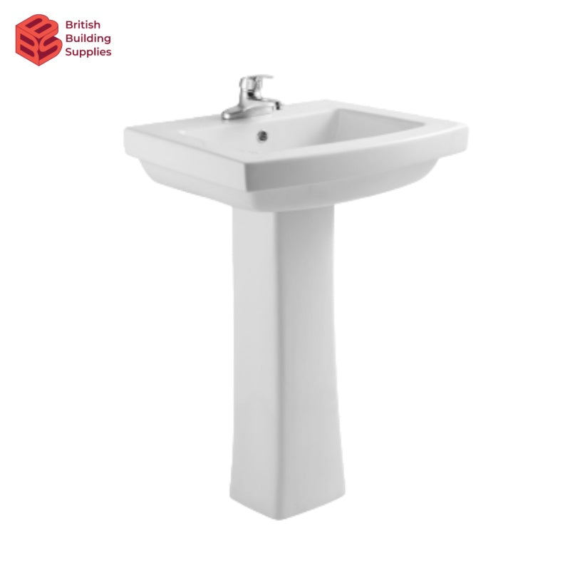 BOLINA Lavatory with Full Pedestal Overflow Drain Lavatory-L8235+P8235-white