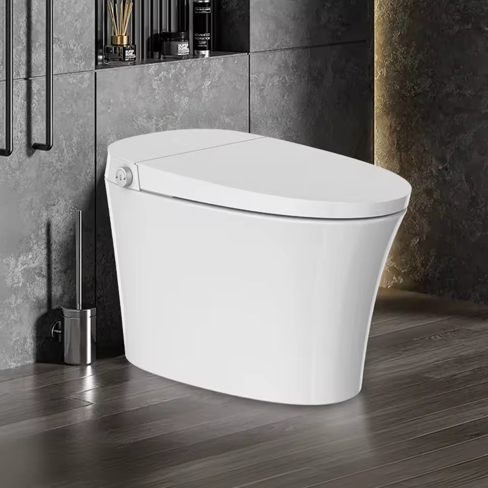 Ultra-slim low-profile design of Tejjer TA-X566DF smart toilet 466mm total height in bathroom