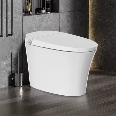 Ultra-slim low-profile design of Tejjer TA-X566DF smart toilet 466mm total height in bathroom
