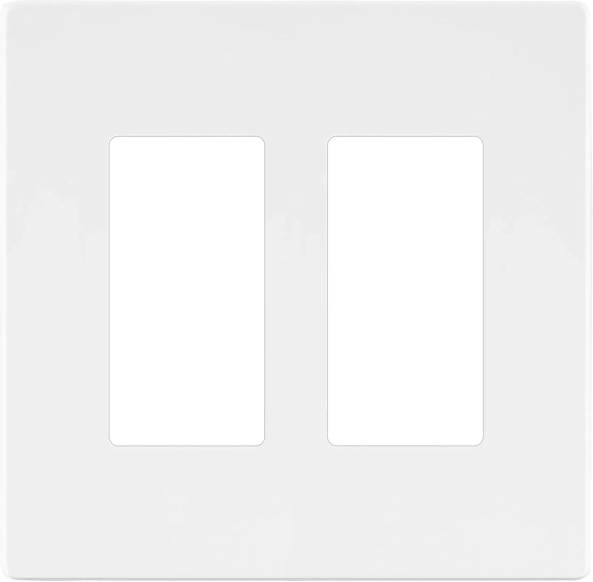BBS-YGC-004-NS 2-Gang Screwless Wall Plate Front Face Minimalist White Architectural Finish