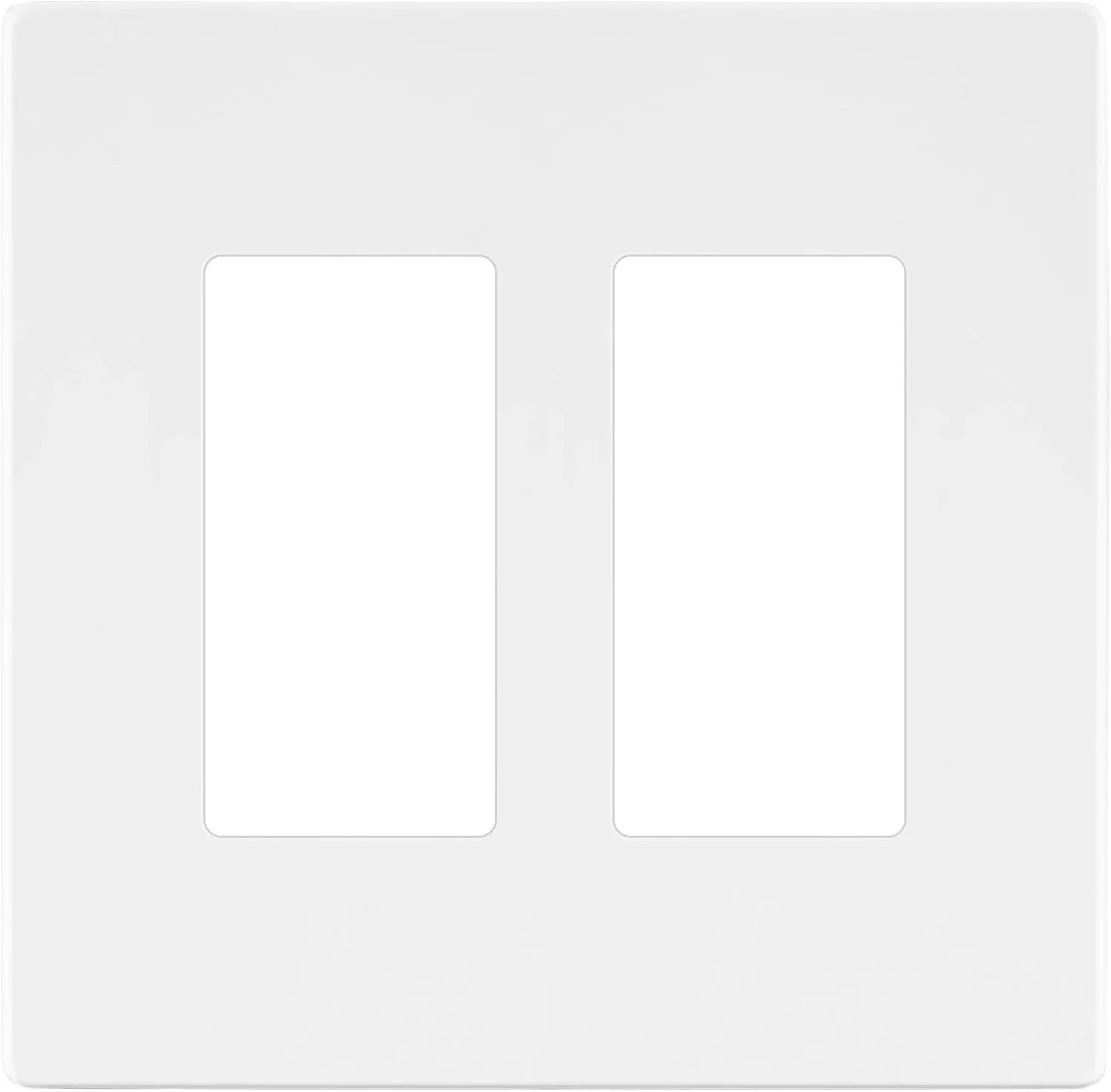 BBS-YGC-004-NS 2-Gang Screwless Wall Plate Front Face Minimalist White Architectural Finish