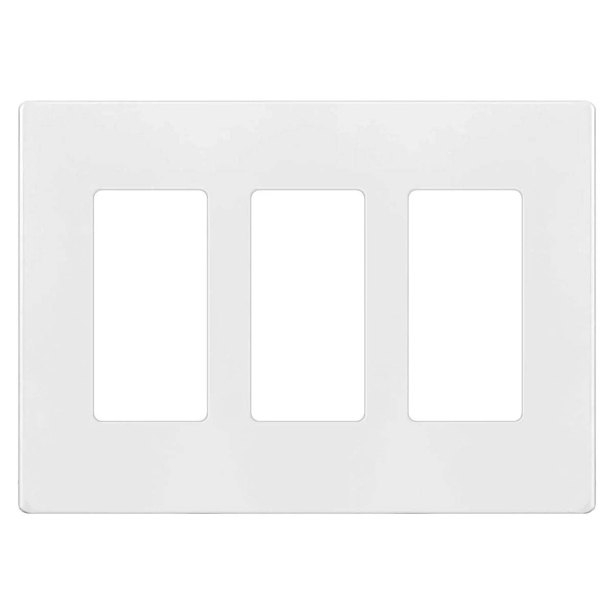 BBS-YGC-005-NS 3-Gang Screwless Wall Plate Front Face Minimalist White Architectural Finish