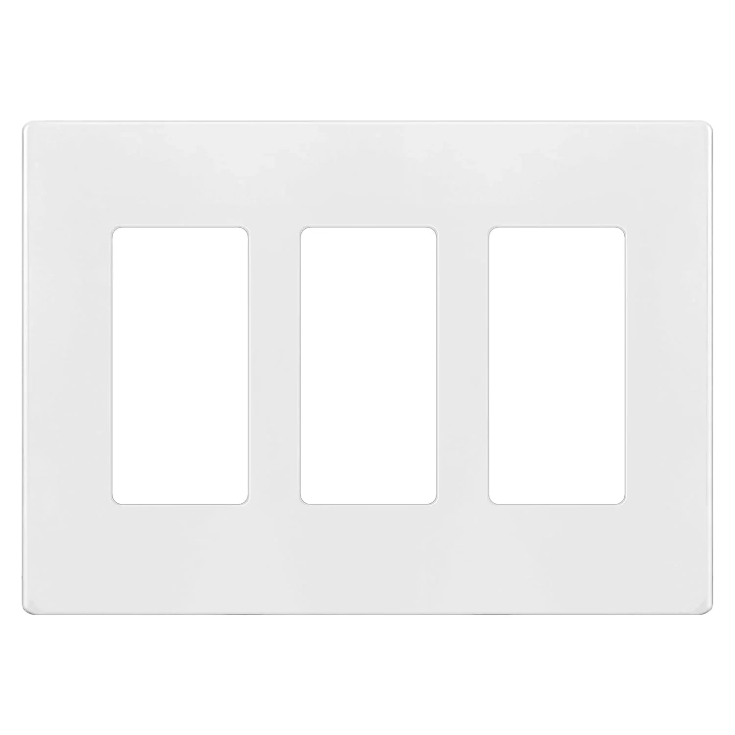 BBS-YGC-005-NS 3-Gang Screwless Wall Plate Front Face Minimalist White Architectural Finish