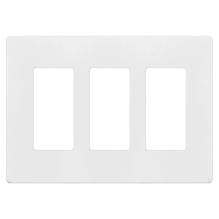 BBS-YGC-005-NS 3-Gang Screwless Wall Plate Front Face Minimalist White Architectural Finish