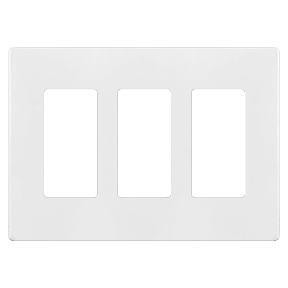 BBS-YGC-005-NS 3-Gang Screwless Wall Plate Front Face Minimalist White Architectural Finish - British Building Supplies Ltd