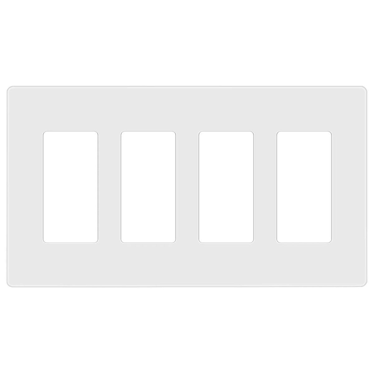 BBS-YGC-006-NS 4-Gang Screwless Wall Plate Front Face Minimalist White Architectural Finish
