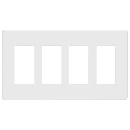 BBS-YGC-006-NS 4-Gang Screwless Wall Plate Front Face Minimalist White Architectural Finish