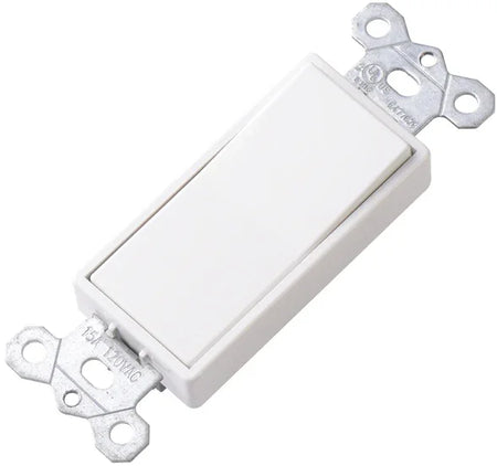 BBS 15A 120V Single Pole Decora Rocker Switch in Glossy White for Residential Lighting