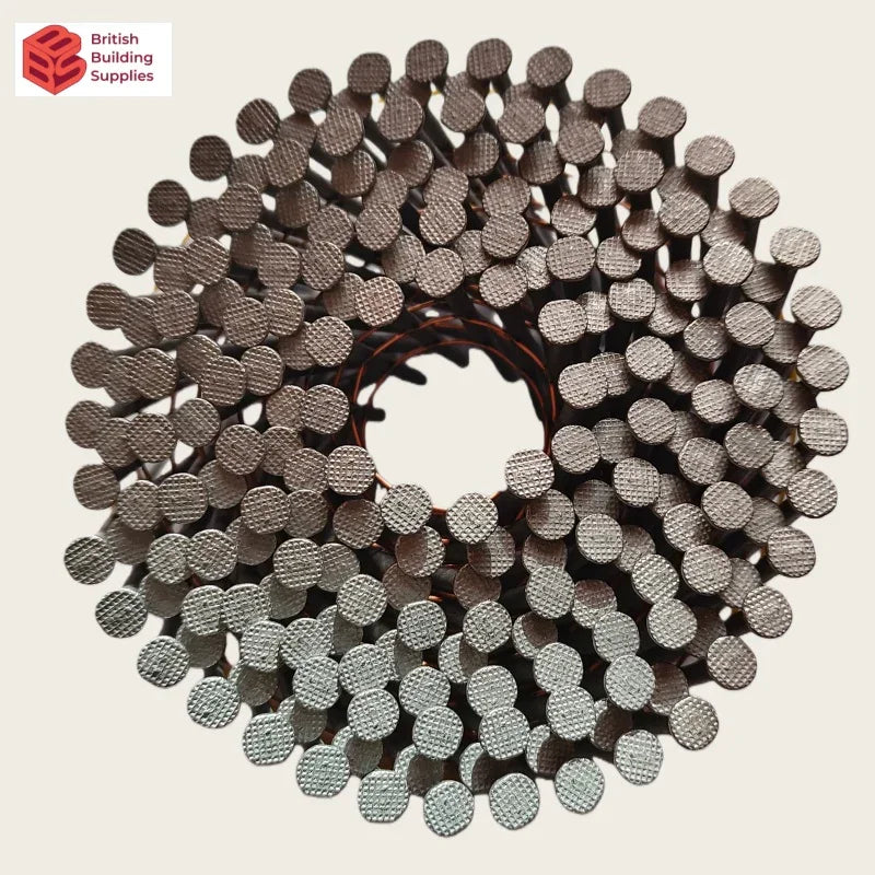 Hot-dip galvanized coil nails Size: 3.0" x 0.12" 4,000 nails/box (20 coils x 200 nails/coil)