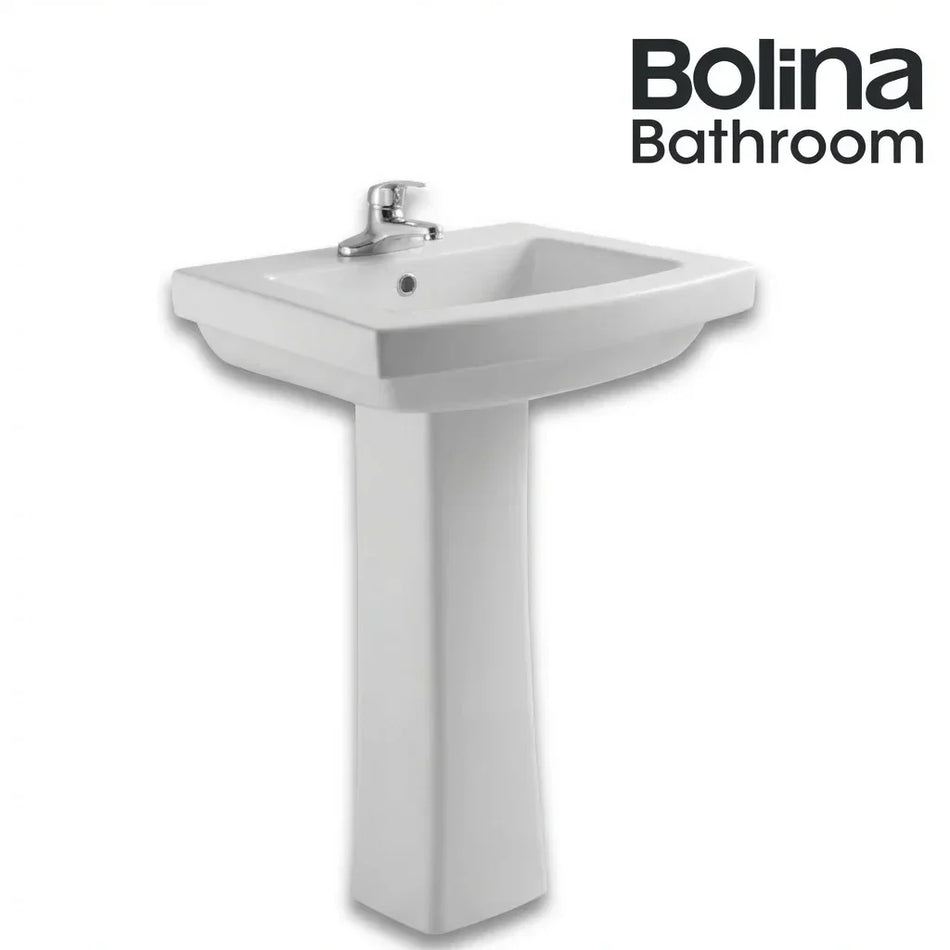 Bolina L8235 P8235 Full Pedestal Sink Classic White Ceramic 24 inch Basin - British Building Supplies Ltd
