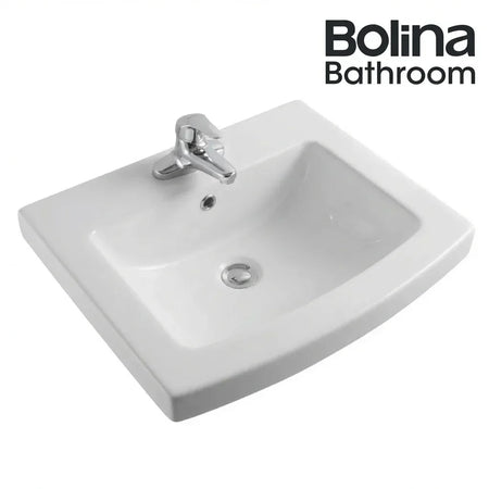 Bolina L8235 pedestal sink basin with widespread faucet hole configuration