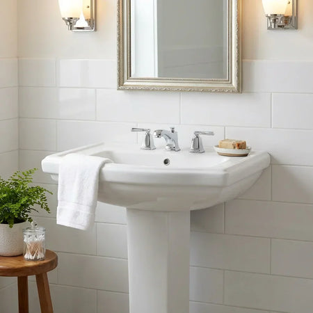 Architectural Pedestal Lavatory Installation for Canadian Restrooms