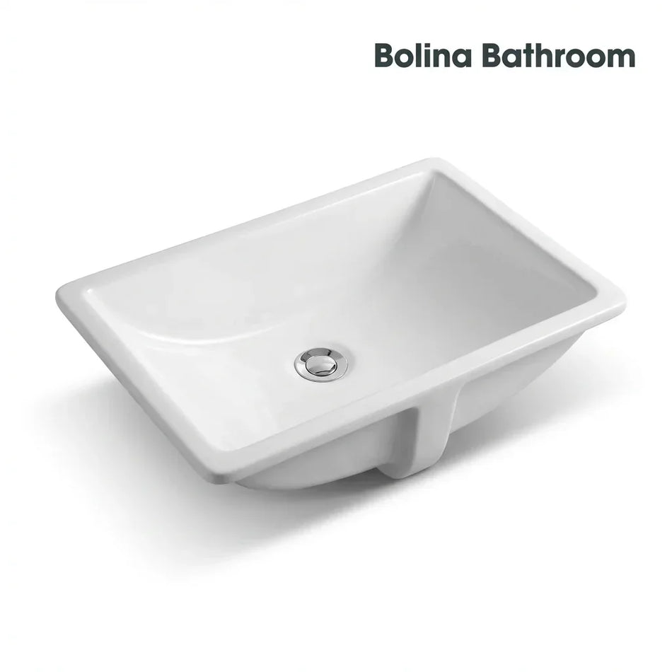 Bolina L433 Square Undermount Bathroom Sink White Ceramic cUPC Certified - British Building Supplies Ltd