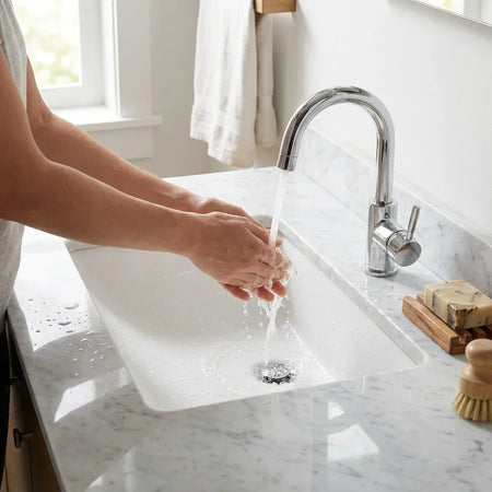 BOLINA L433 White Ceramic Rectangular Undermount Sink Overflow Drain | British Building Supplies