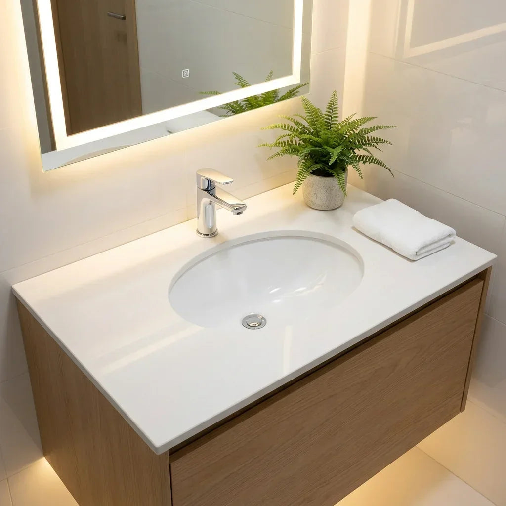 Bolina L343 Seamless Undermount Lavatory in bathroom