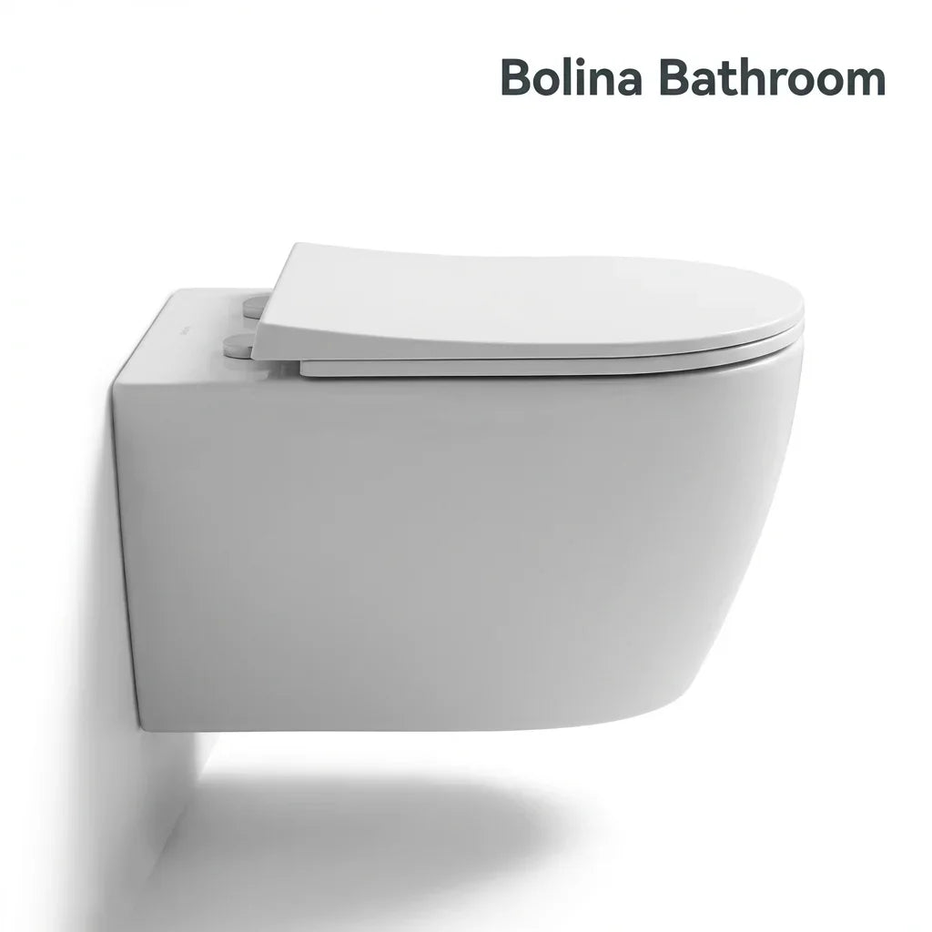 BOLINA W8690 Wall-Hung Toilet Soft-Close Seat Matte White | British Building Supplies | Wall-mounted toilet