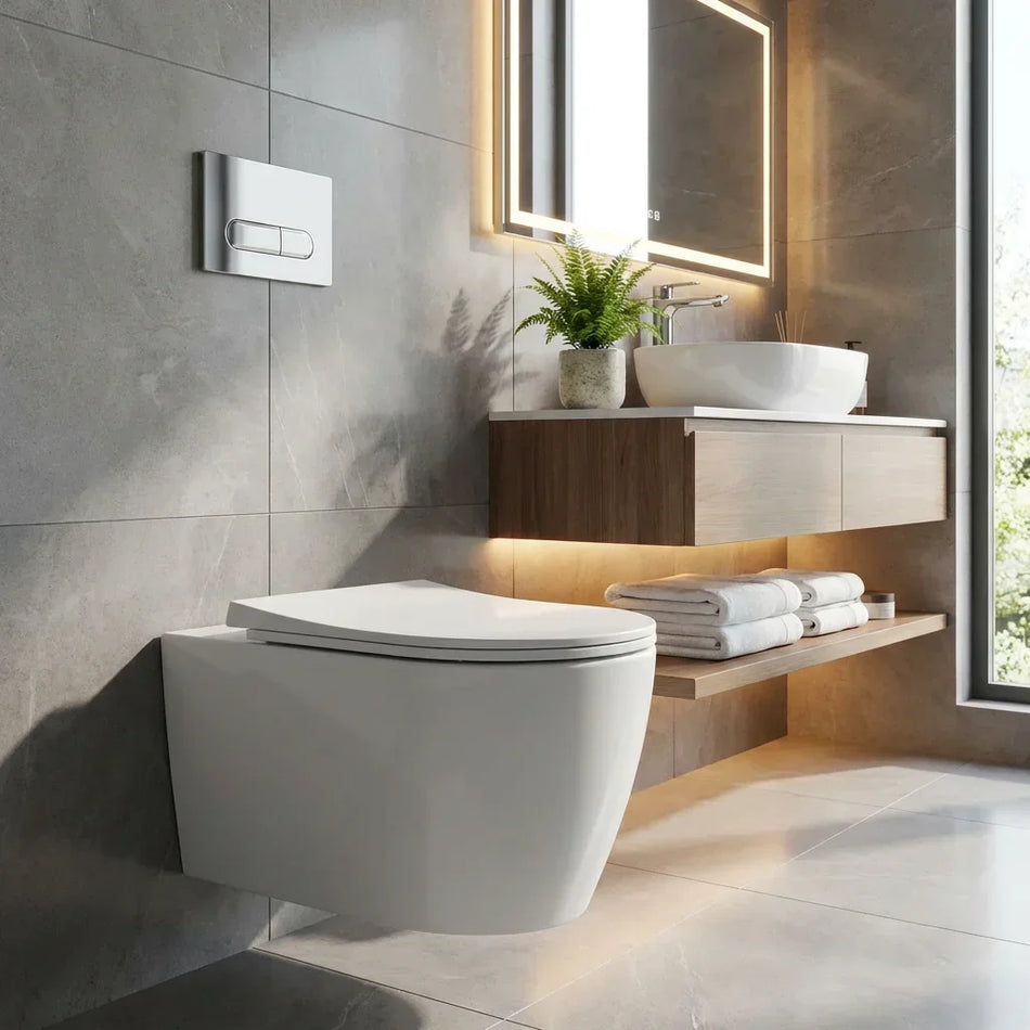 BOLINA W8690 Wall-Hung Toilet Soft-Close Seat Matte White | British Building Supplies | bathroom