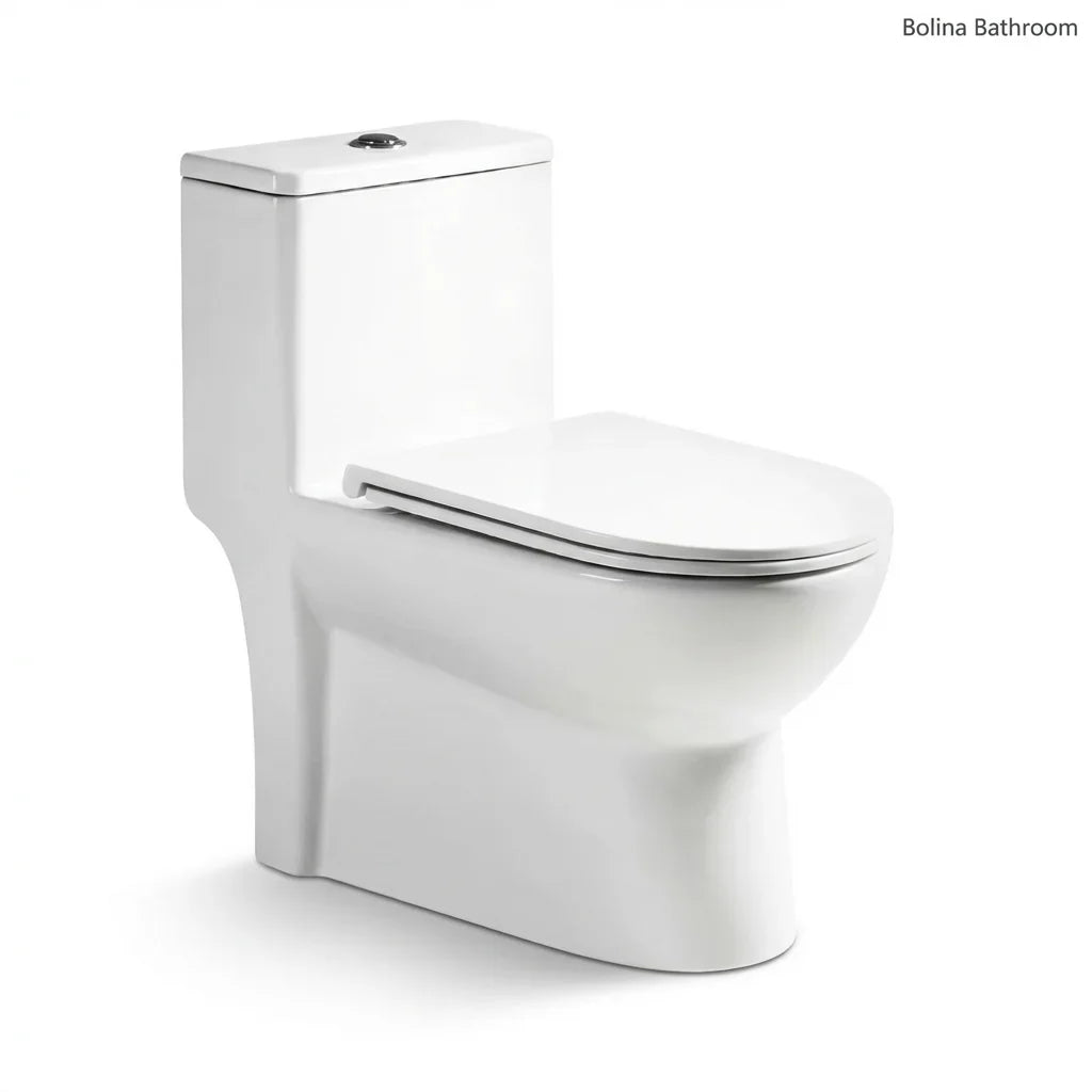 BOLINA W2121D One-Piece Toilet Soft-Close Seat Gloss White | British Building Supplies | front