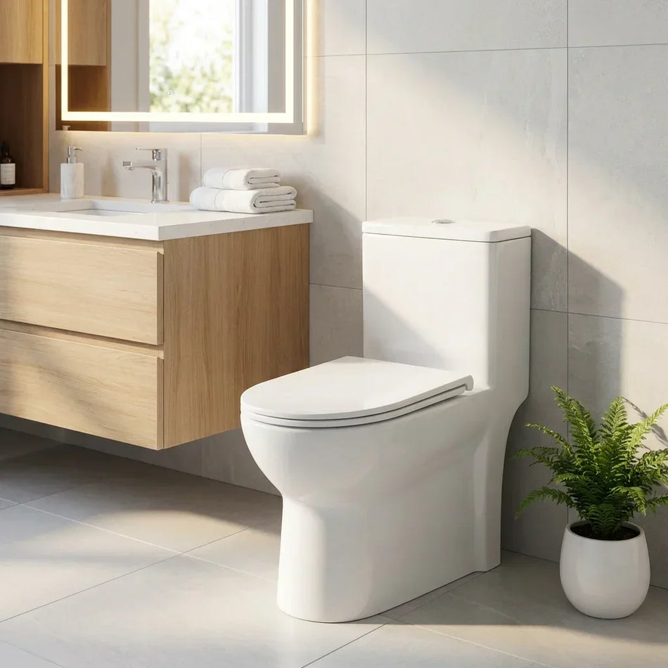 BOLINA W2121D One-Piece Toilet Soft-Close Seat Gloss White | British Building Supplies | bathroom