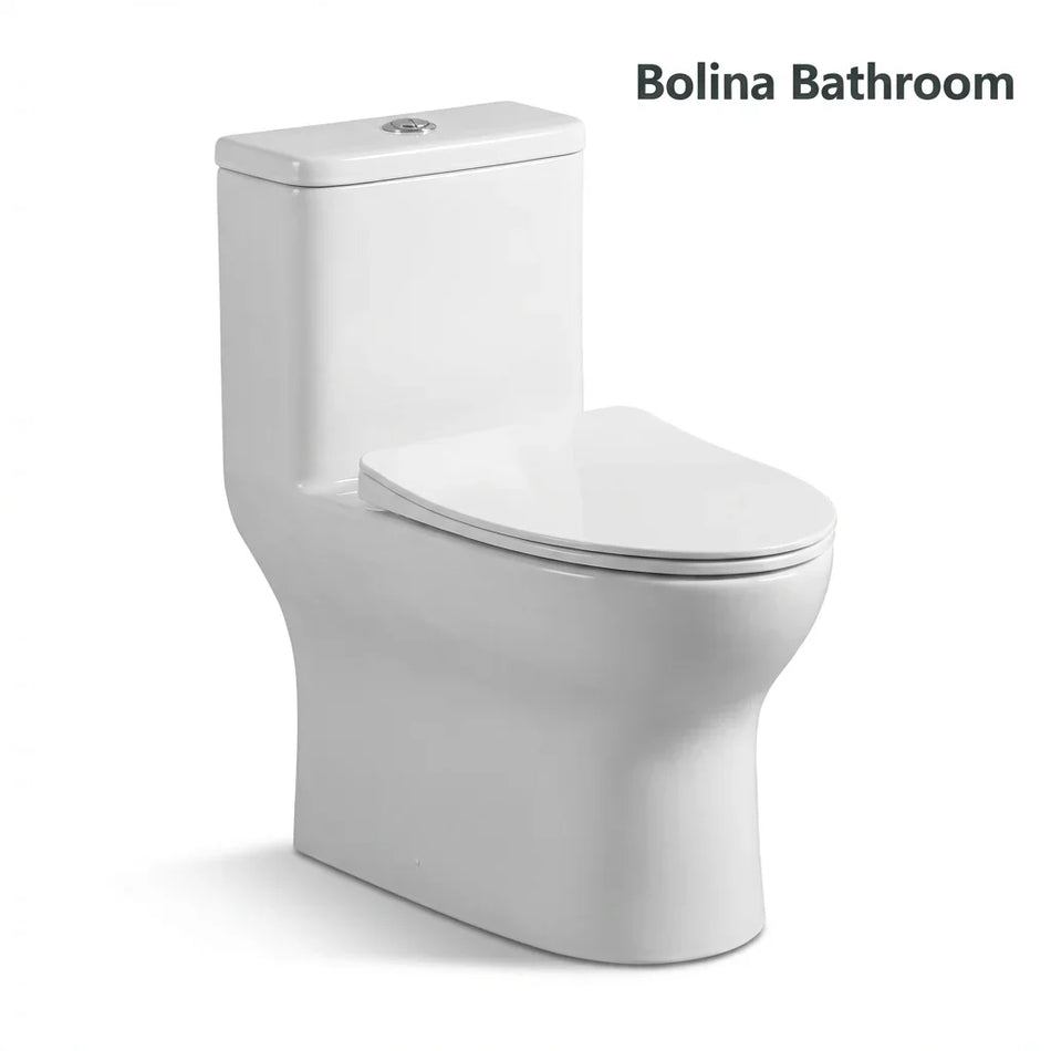 BOLINA W2161 One-Piece Dual Flush Toilet Soft-Close Seat Gloss White | British Building Supplies - British Building Supplies Ltd