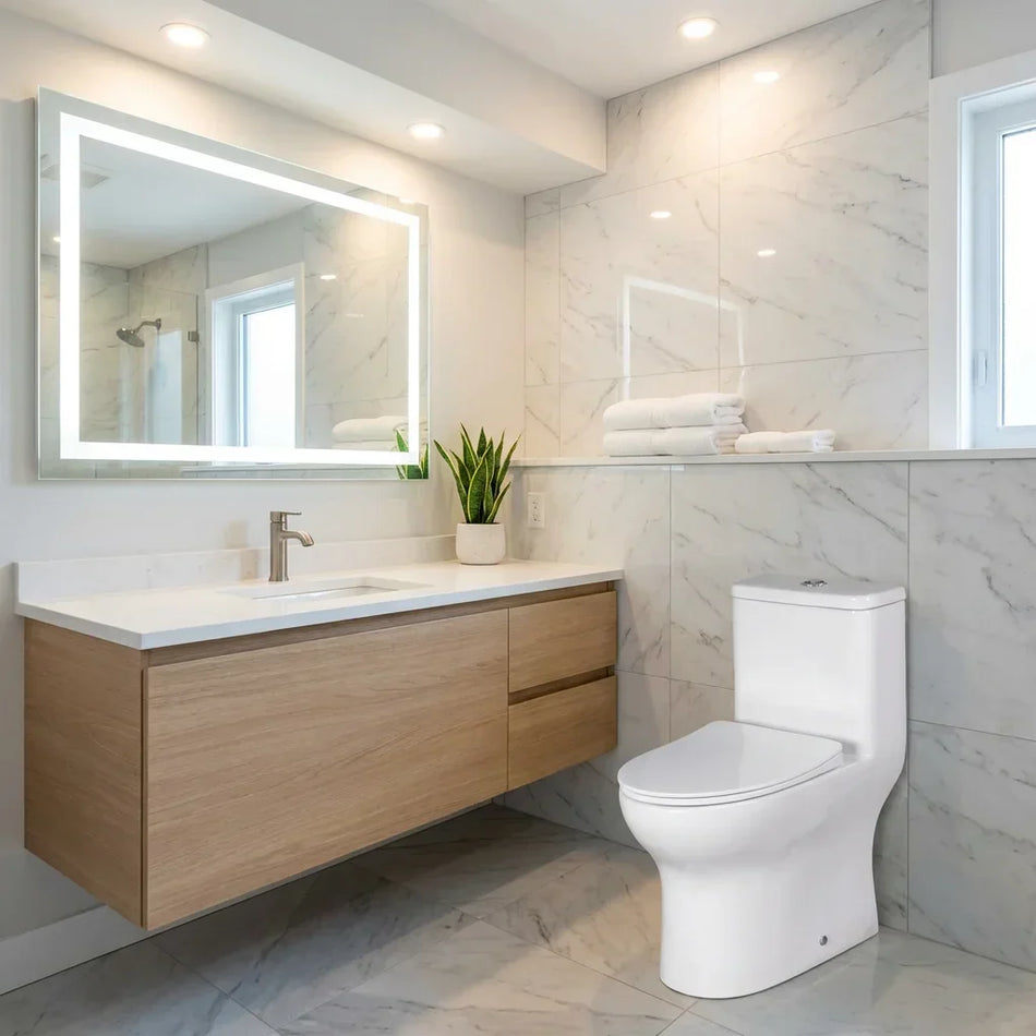 Modern elongated one-piece toilet Bolina W2161 with self-cleaning glaze