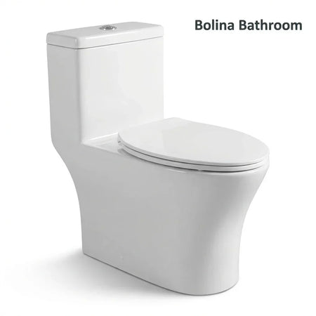 BOLINA W8515D One-Piece Elongated Dual Flush Toilet Soft-Close Seat Gloss White | British Building Supplies