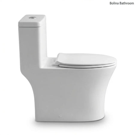 BOLINA W8515D One-Piece Elongated Dual Flush Toilet Soft-Close Seat Gloss White | British Building Supplies | side