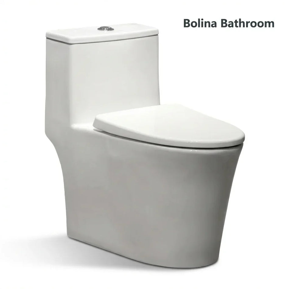 BOLINA W2111D One-Piece Elongated Toilet Soft-Close Seat Gloss White | British Building Supplies | bathroom - British Building Supplies Ltd