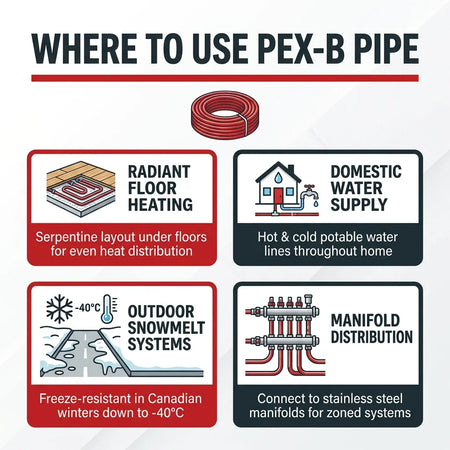 One Plus 1/2 Inch 300ft PEX-B Pipe Coil NSF Certified Potable Water Flexible Freeze Resistant | British Building Supplies | where to use PEX-B pipe