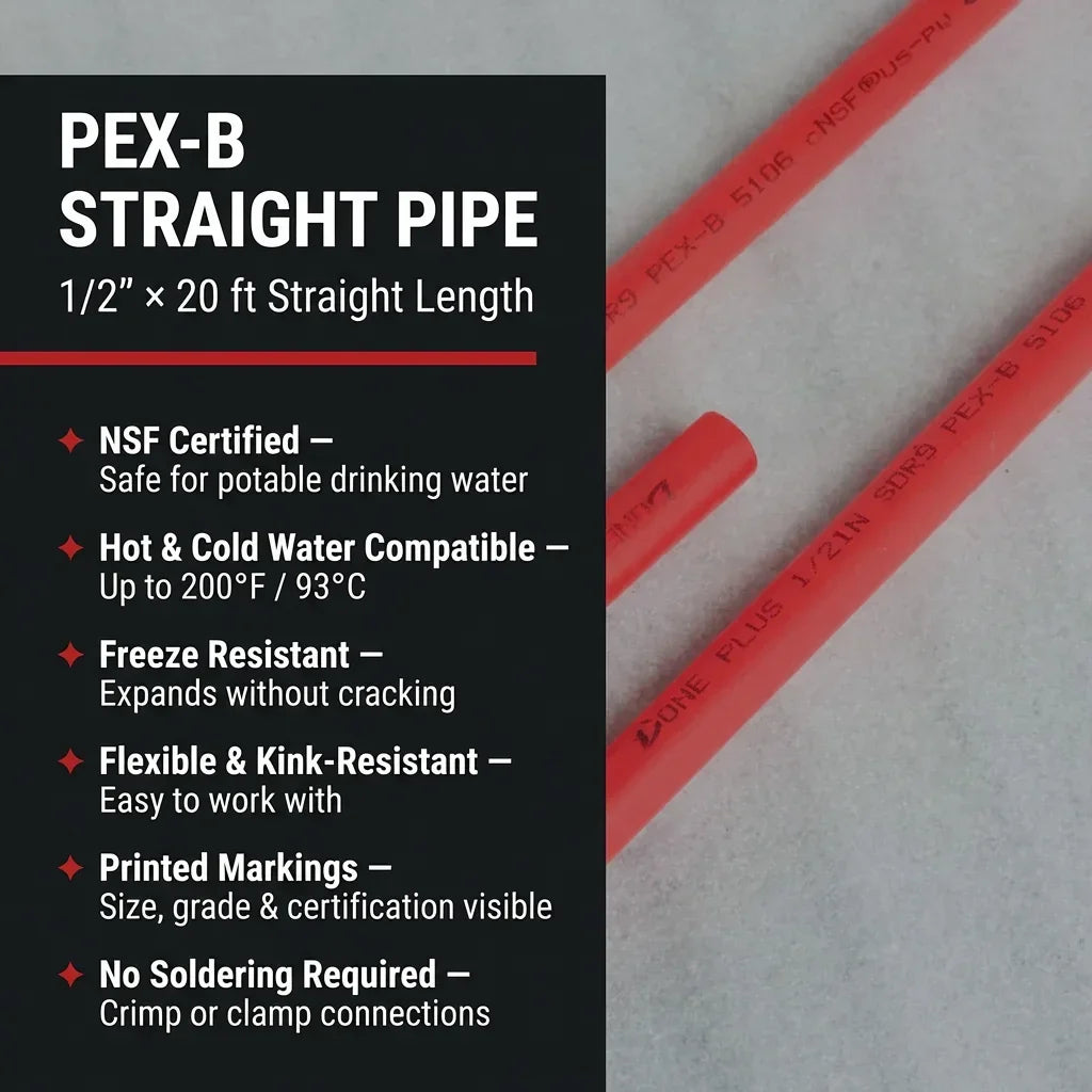 One Plus NSF/ANSI 61 & 372 Certified 1/2 Inch PEX-B Tubing Technical Specifications and Standard